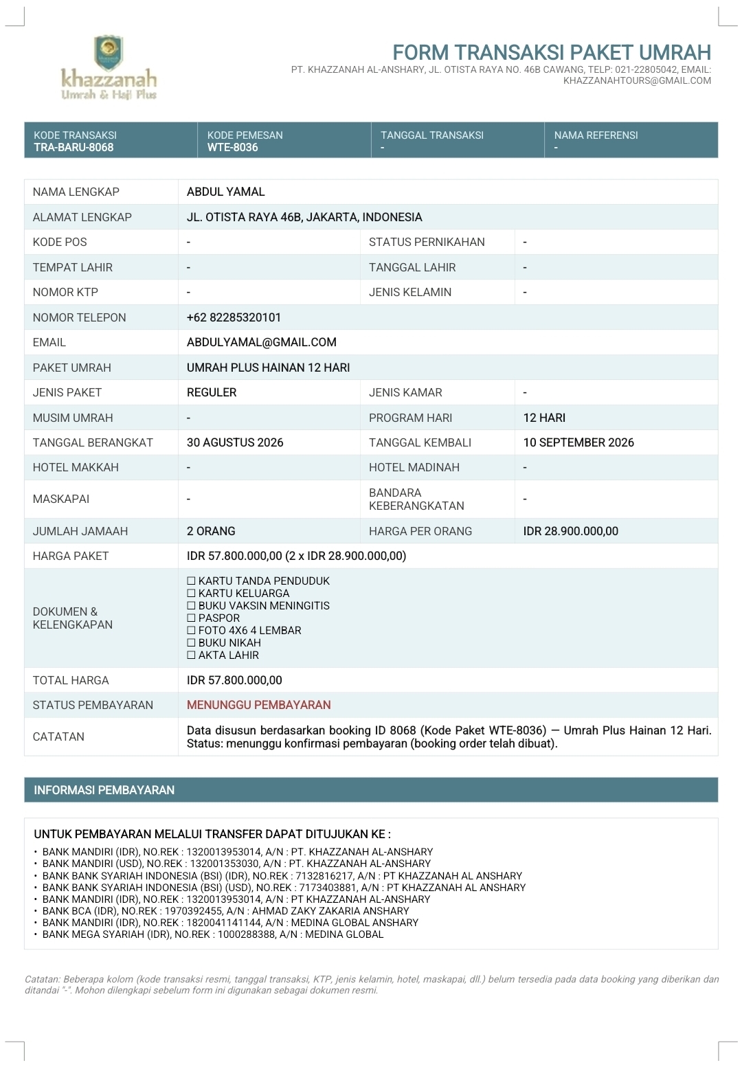 Terima form transaksi