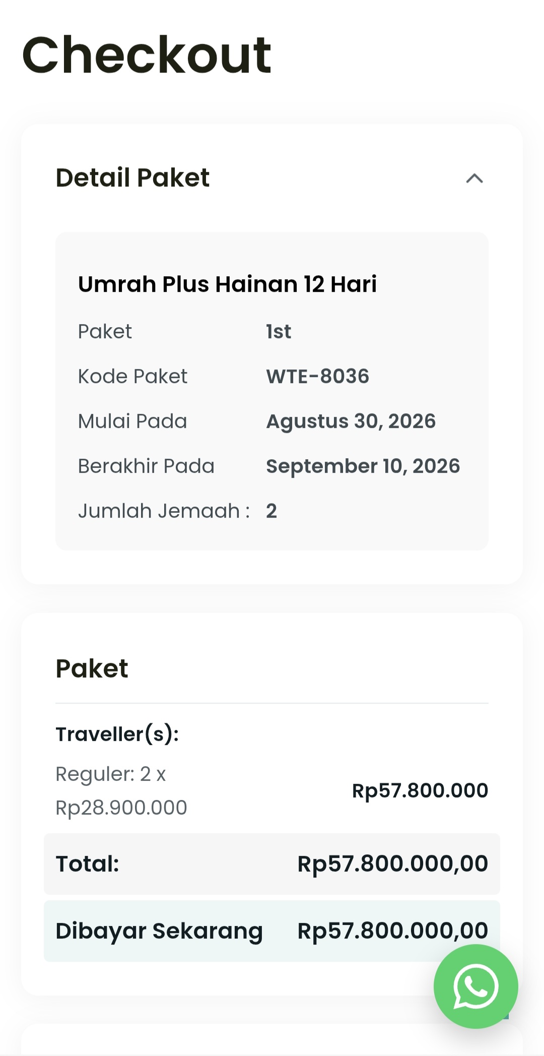 Periksa ringkasan checkout