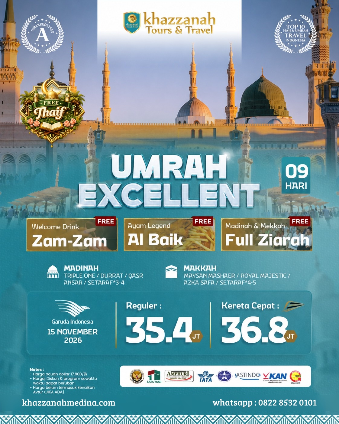 Umrah Excellent 09 Hari Garuda (SOLD)