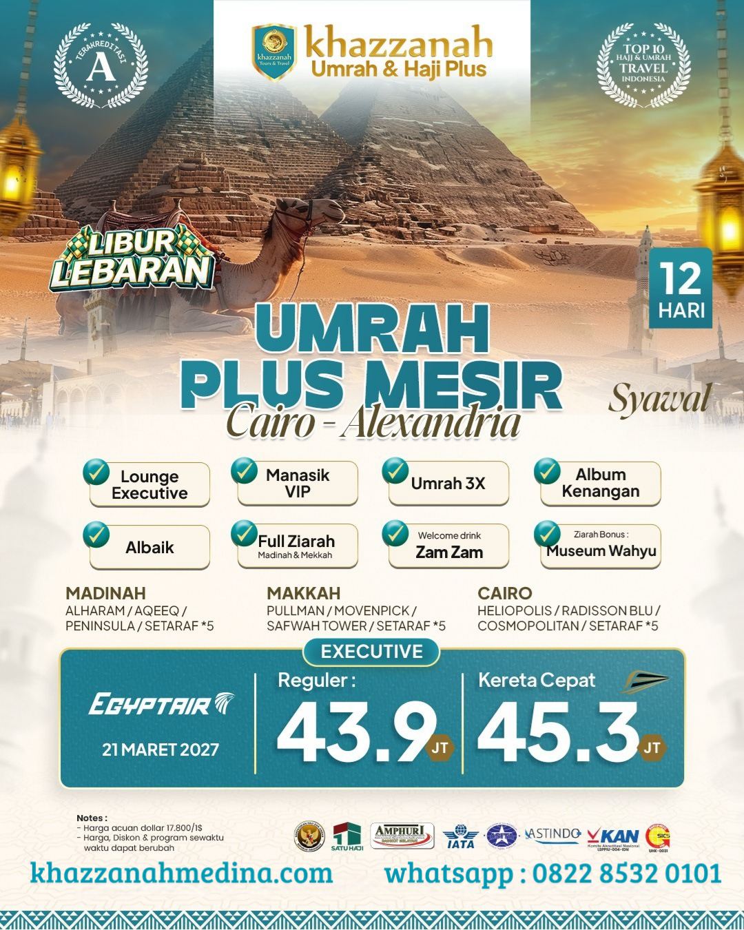 Umrah Plus Mesir Executive Syawal Libur Lebaran 12 Hari Egyptair